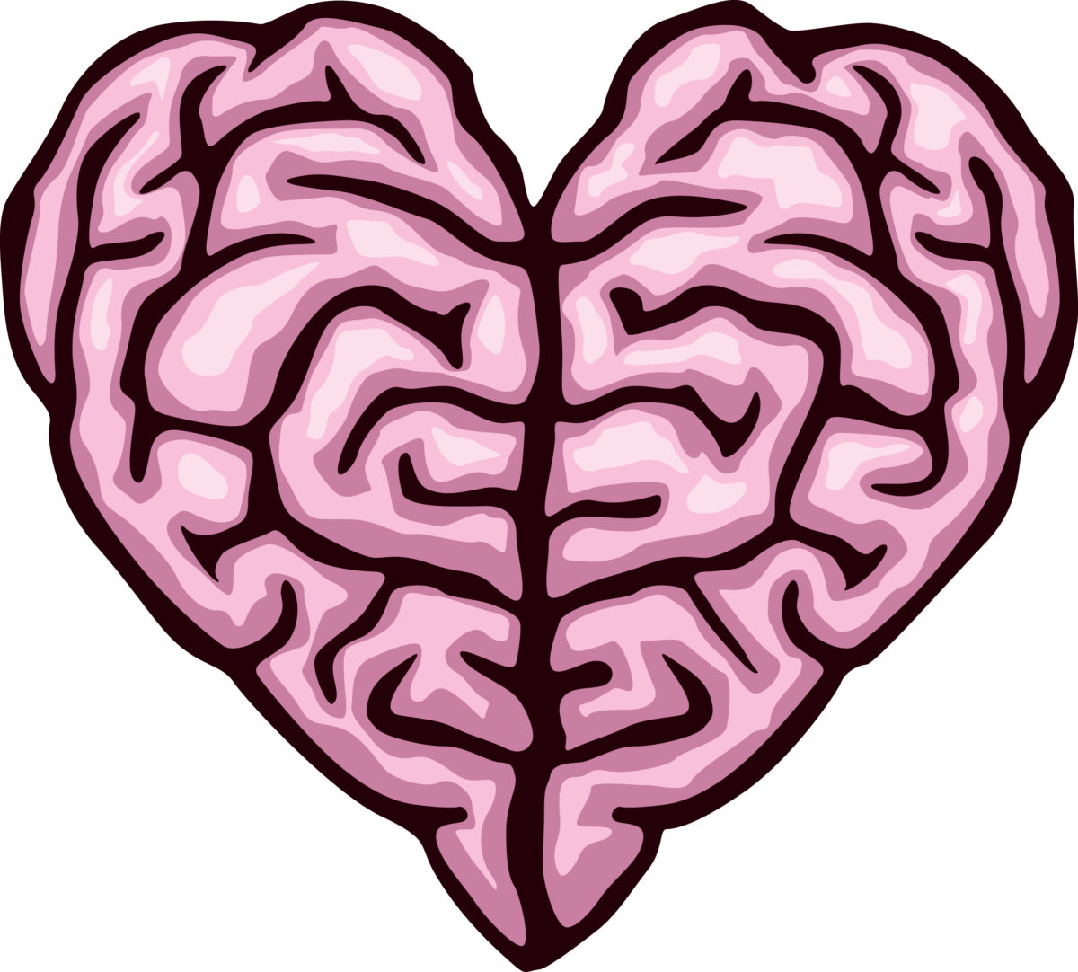 Drawing of brain in the shape of a heart
