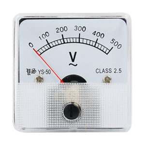 Photo of the face of a voltmeter