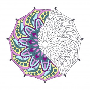 Partially colored-in mandala